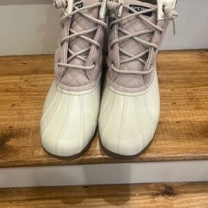 Sperry Women Saltwater Duck Boot STS82538 Waterproof Rubber Quilted Cream 9M